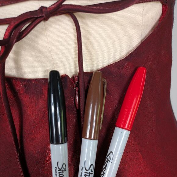 Vintage Prom Dress Maxi Gown 8 Red 90s Y2K Corset Nites Goth Satin Glam Grunge - Picture 9 of 12